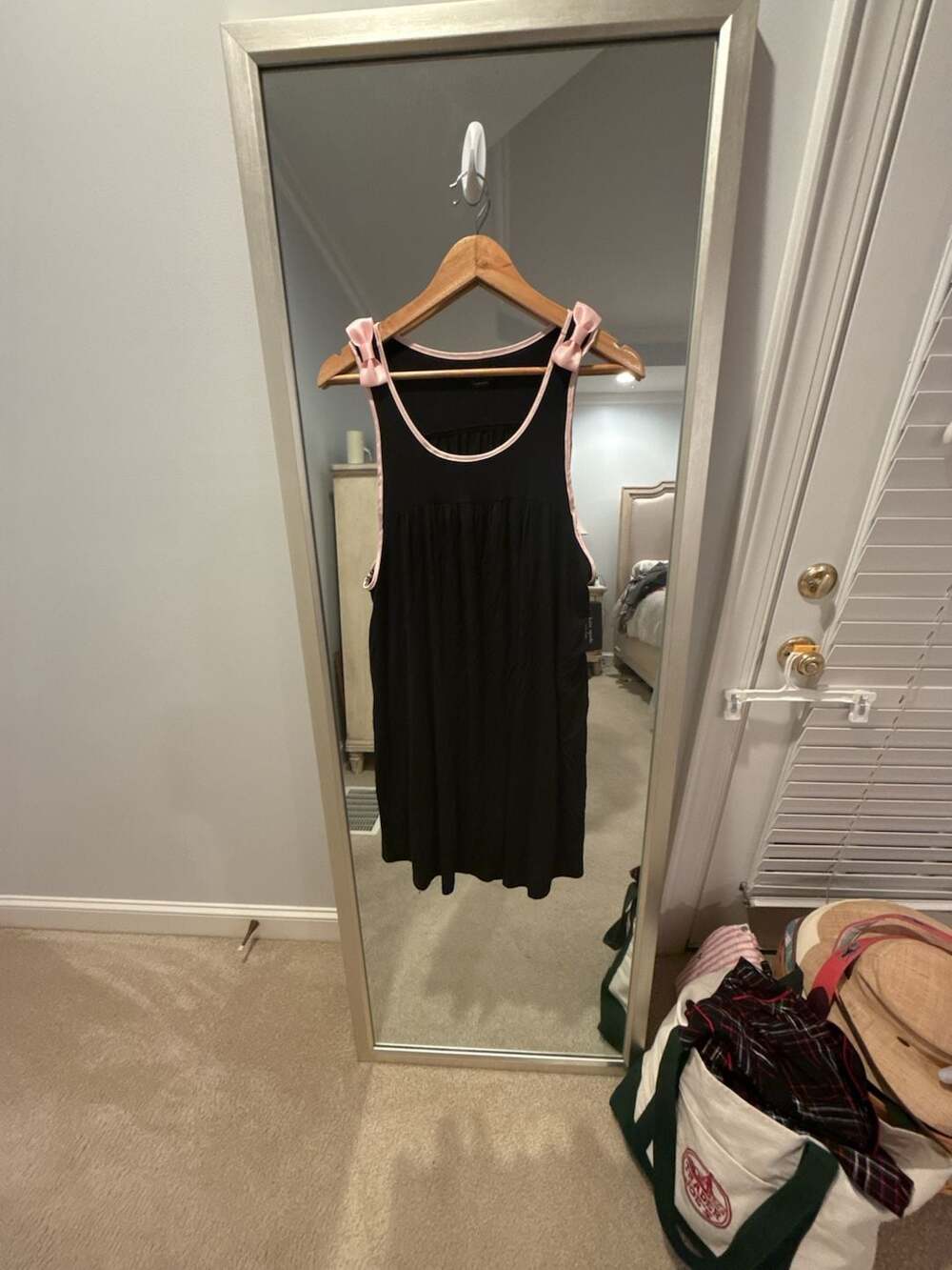Kate Spade New York Black and Pink Bow Nightgown Sleep Dress